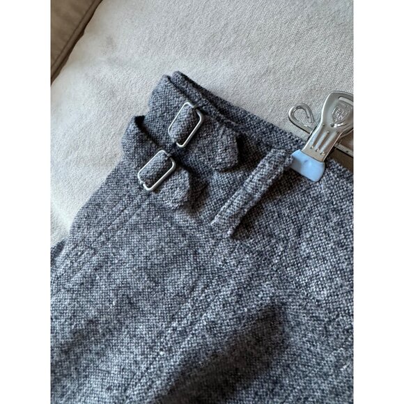 Gray Wool-Blend Pleated Mini Skirt With Buckle Detail By Max Studio London Size - Picture 2 of 3